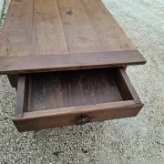 Rustic Burgundy farmhouse table from the 18th century in solid oak.