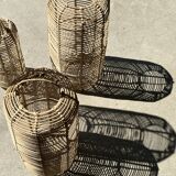 Small lantern-shaped rattan suspension H35 D15