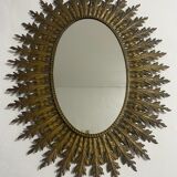 Énorme miroir Soleil en fer forgé années 50
