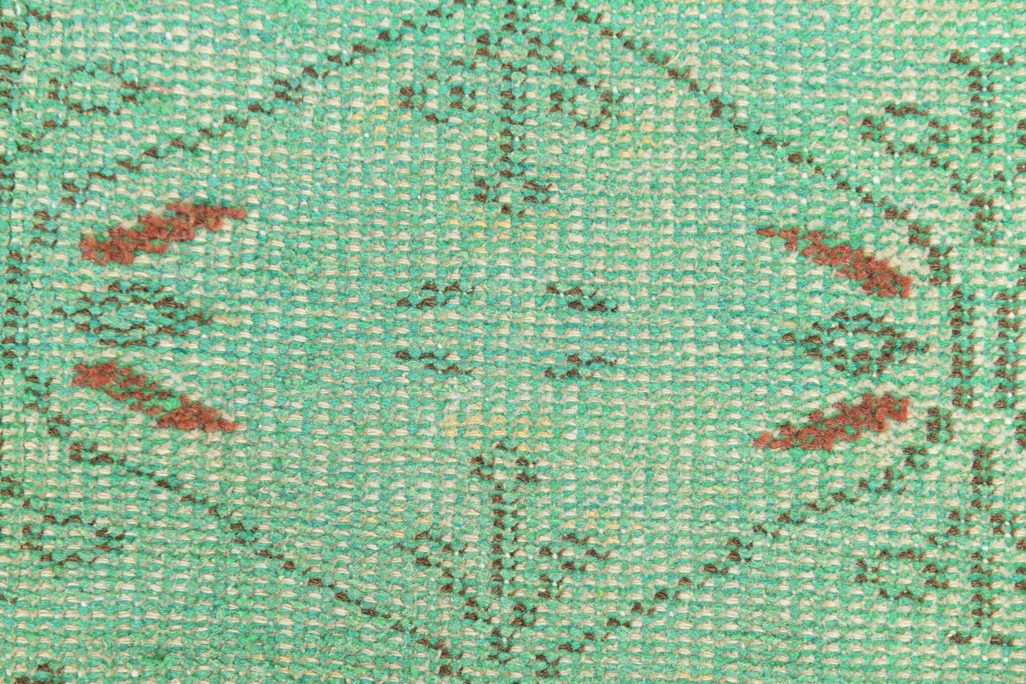 6x9 Vintage Green Geometric Pattern Anatolian Vintage Rug, 179x283 Cm