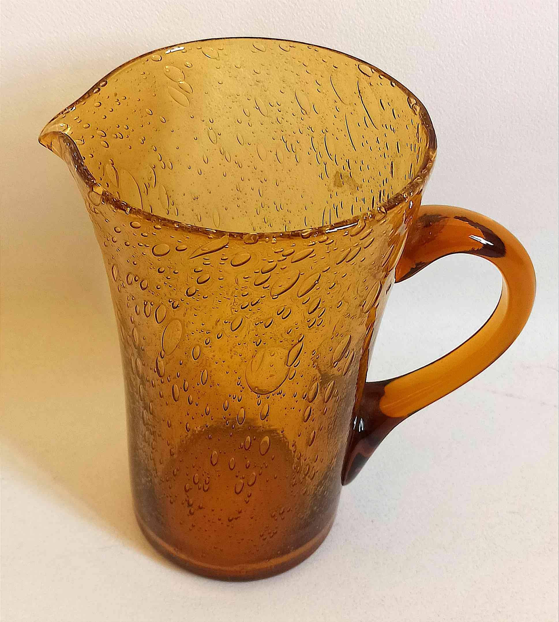 Biot carafe, amber glass, 1970s, height 21 cm