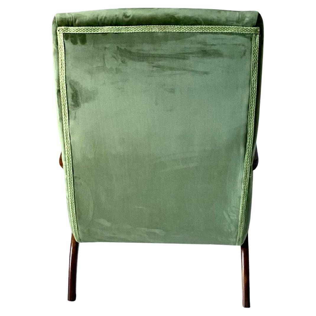 Midcentury modern Green Velvet Armchair, Guglielmo Ulrich, Italy 1950 's