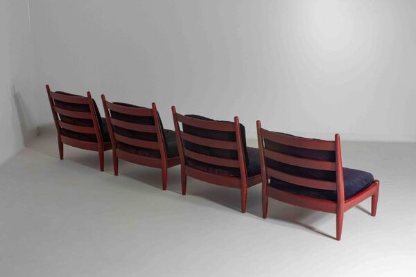 Ensemble XL de 8 chaises longues vintage, Belgique 1960
