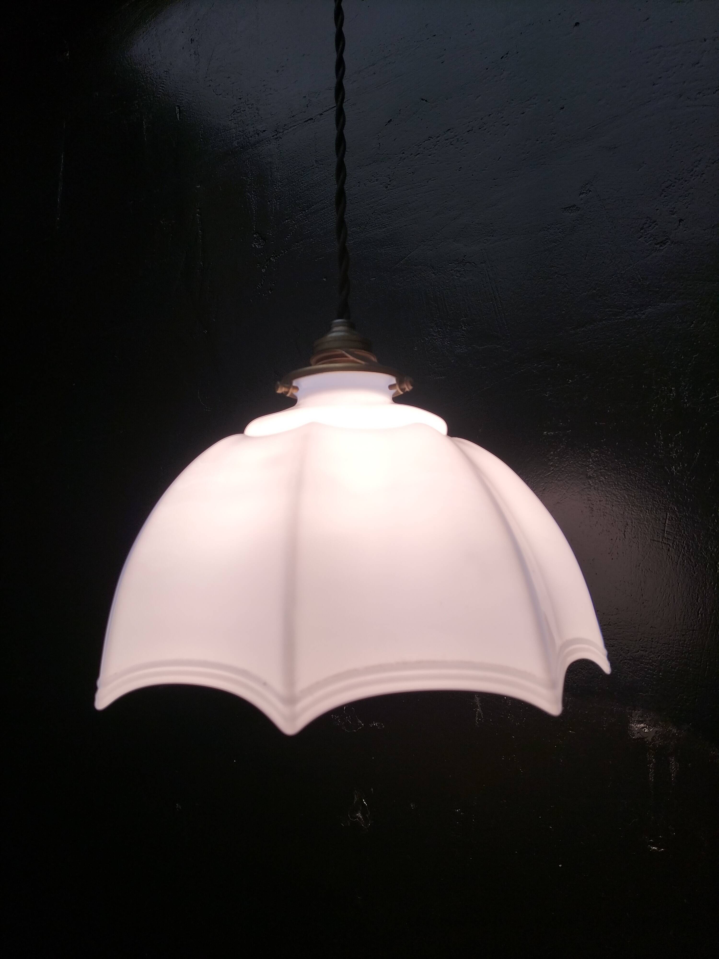 Blue opaline pendant light