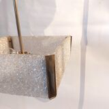 Square perspex ceiling lamp and gilded brass 1960.