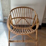 Vintage 70s children's rattan armchair