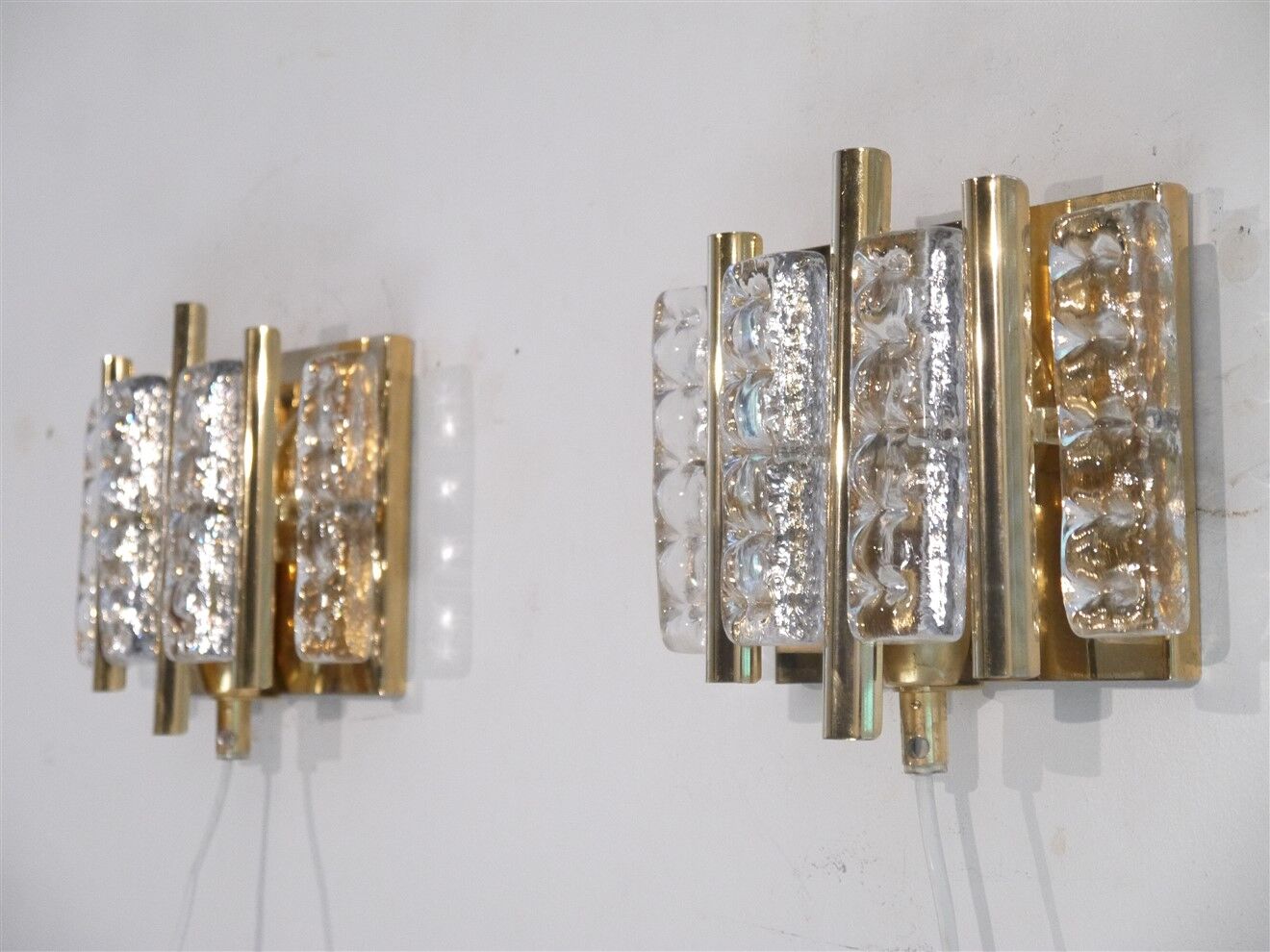 Crystal and brass sconces by Carl Fagerlund 1970
