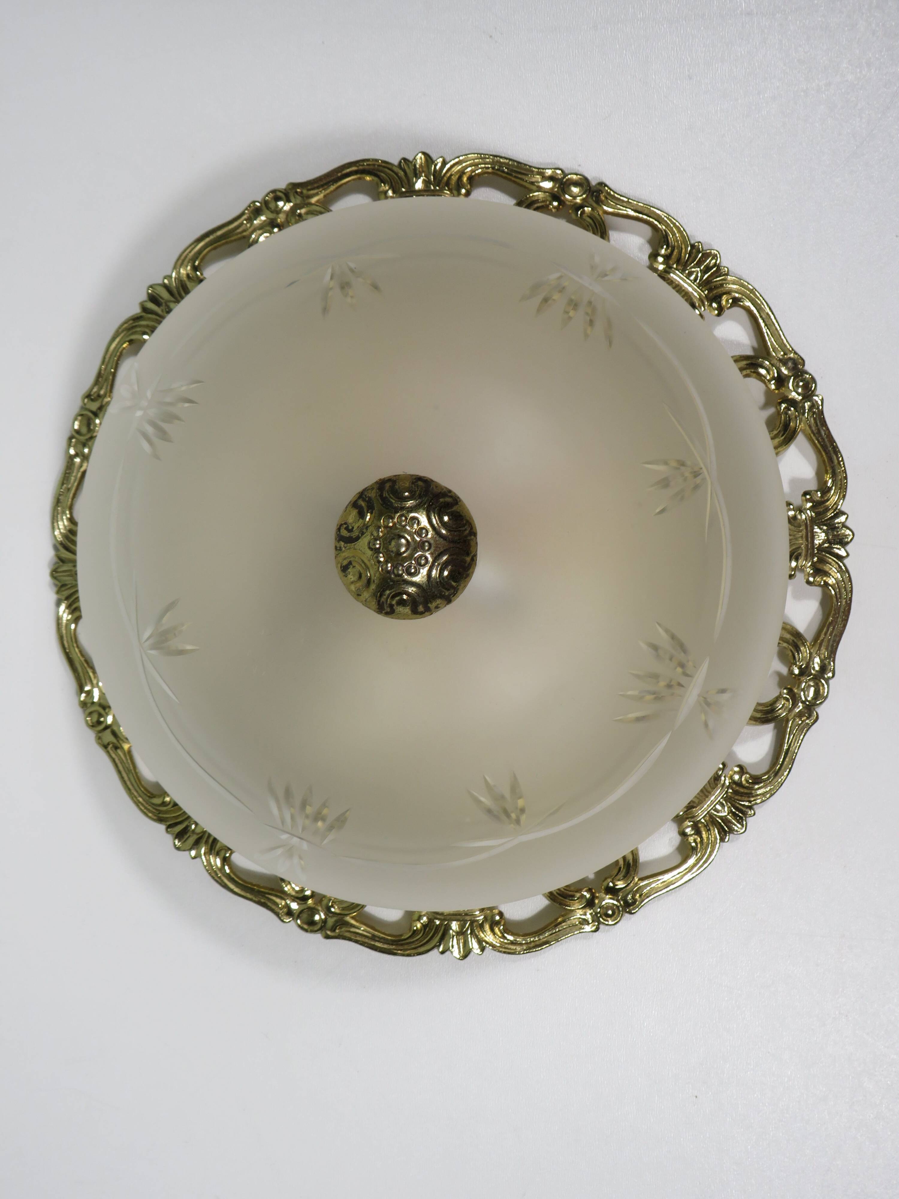 Vintage Ceiling Light | Matte White Glass with Cut-Out Pattern, 1960-1970 Belgium