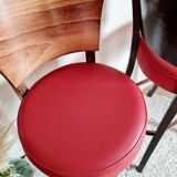 Lot of 5 wooden bar top stools and leather seating