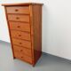 Commode chiffonnier semainier vintage en rotin, bois et cannage