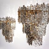 Lot de 2 appliques murales en cristal cascade Hollywood Regency Kinkeldey, 1970
