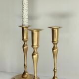 3 patinated brass candle holders