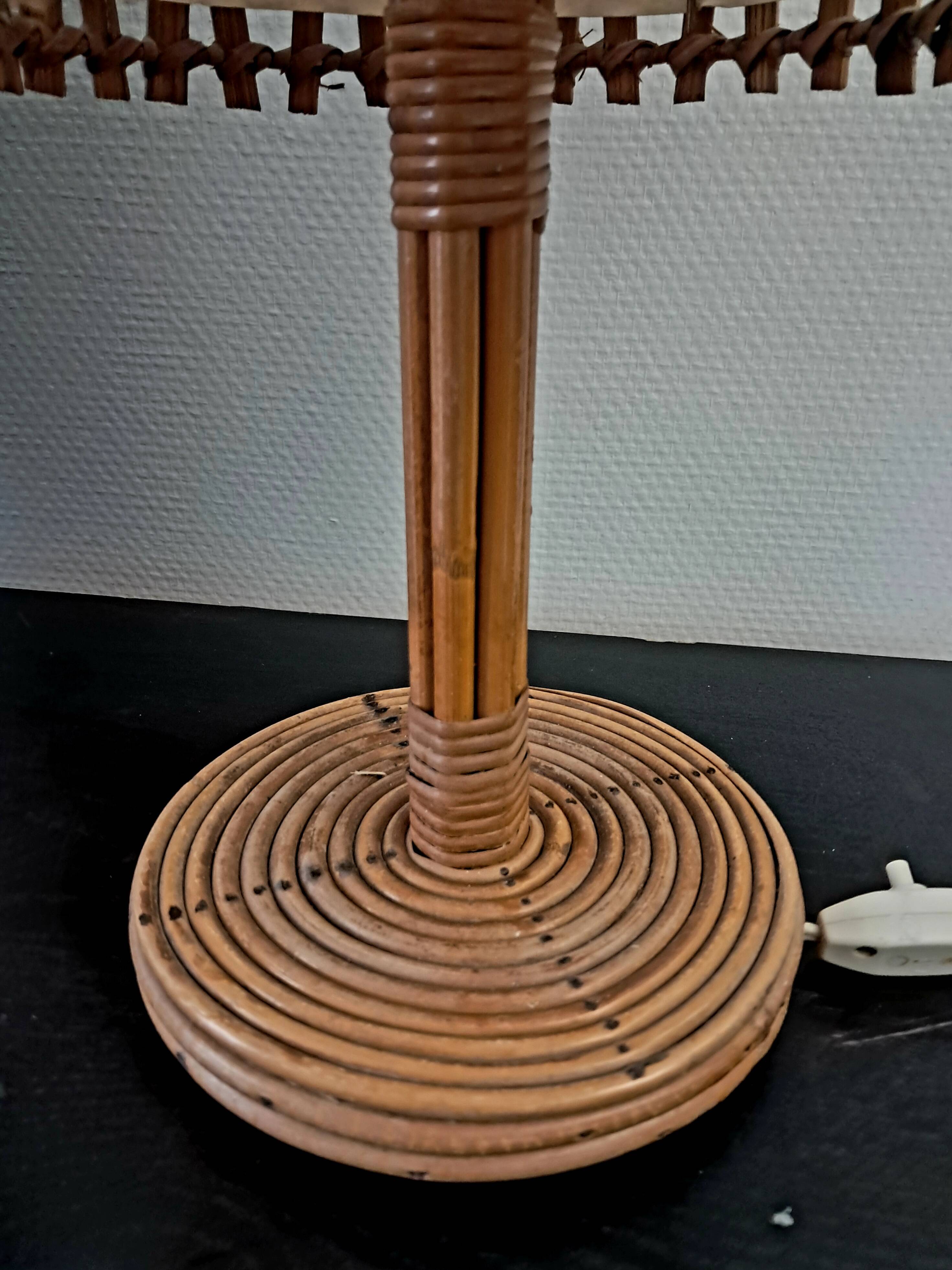 French rattan lamp. Attributed to Louis Sognot.
