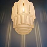 Art Deco Skyscraper suspension in frosted glass, 1930s