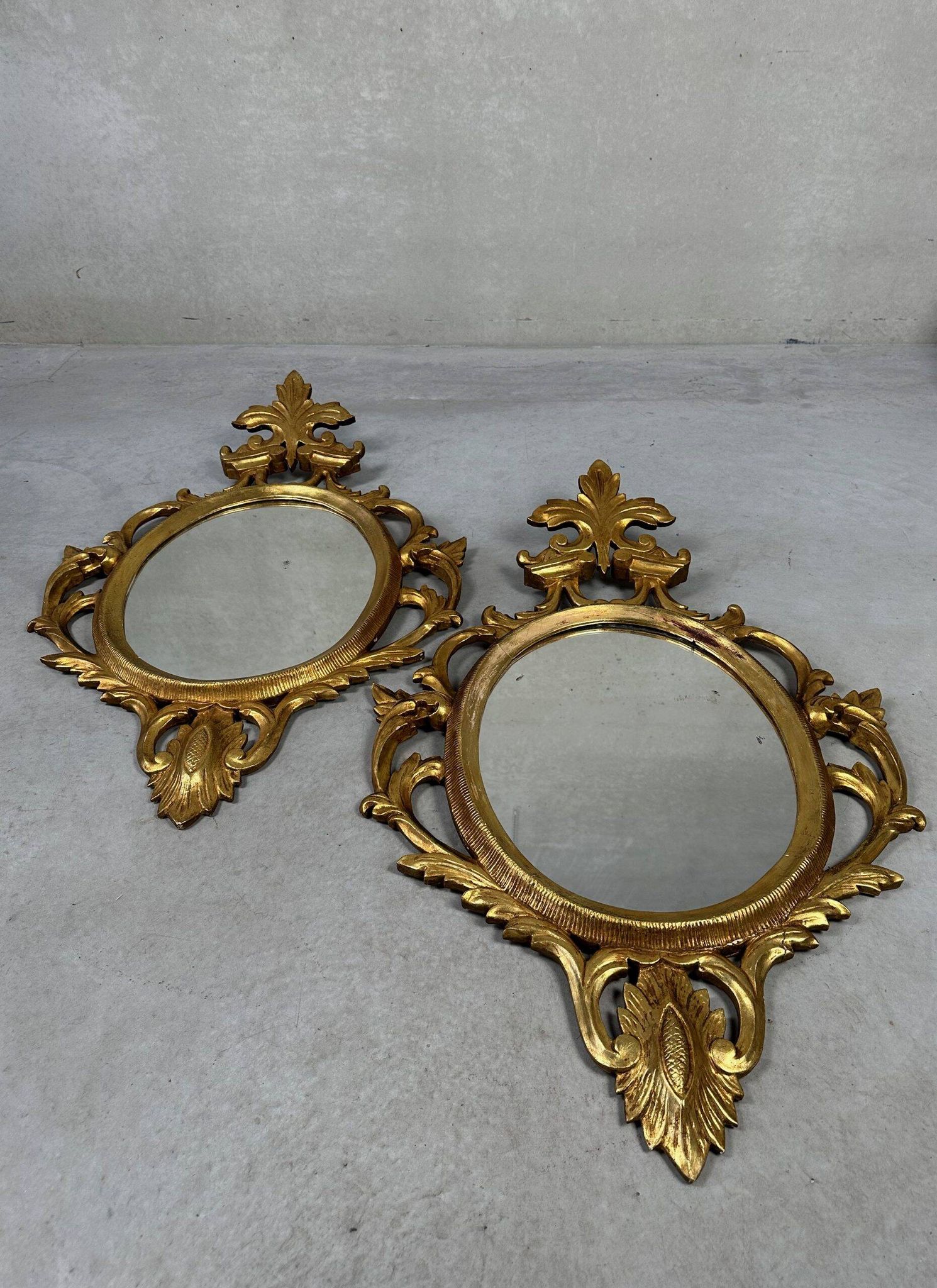 2 miroirs anciens – bois et feuille d'or