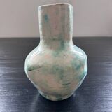 Green and white signed vase