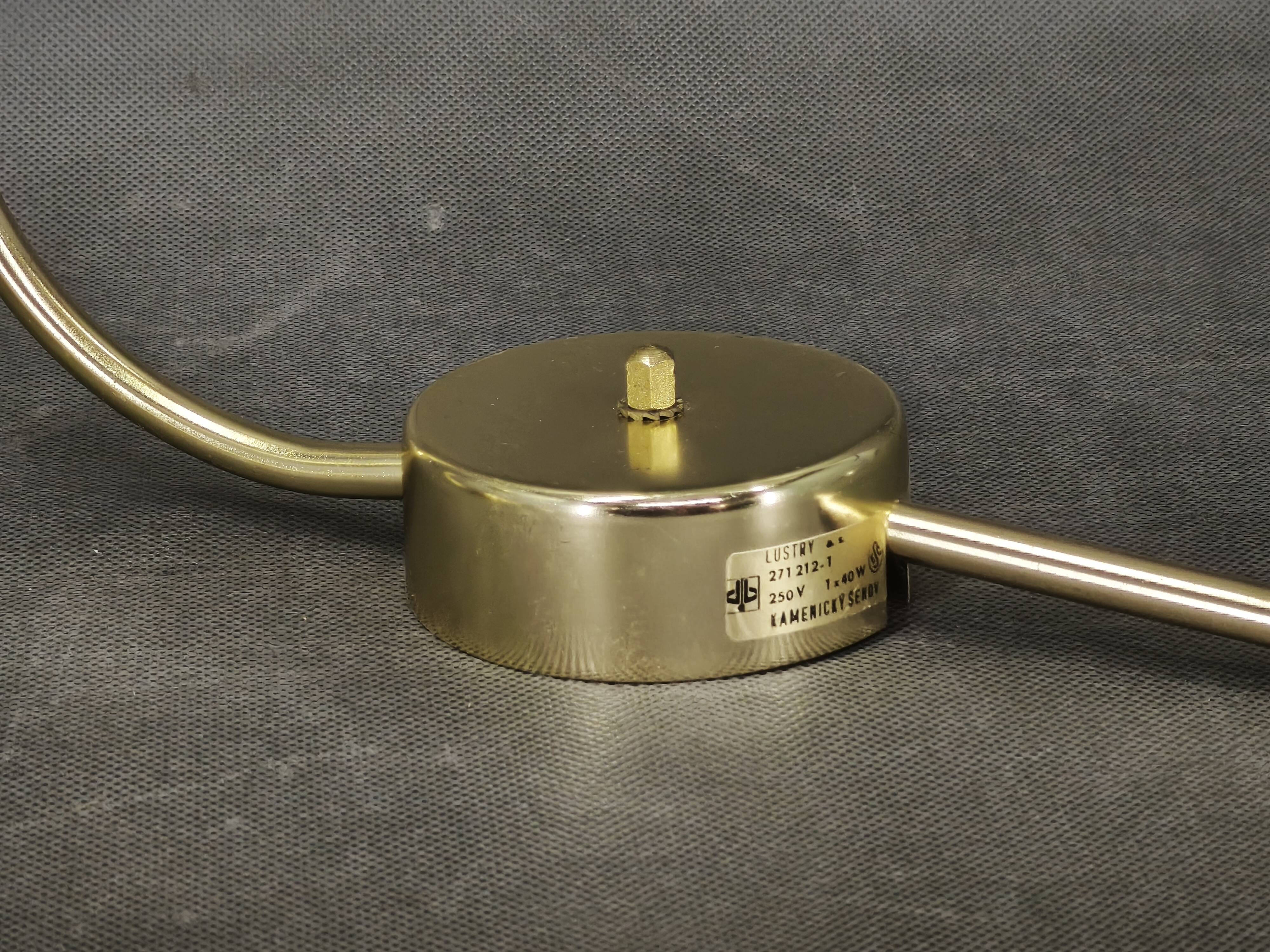 Pair of Brass Opaline Wall Lights by Kamenický Šenov, 1970s