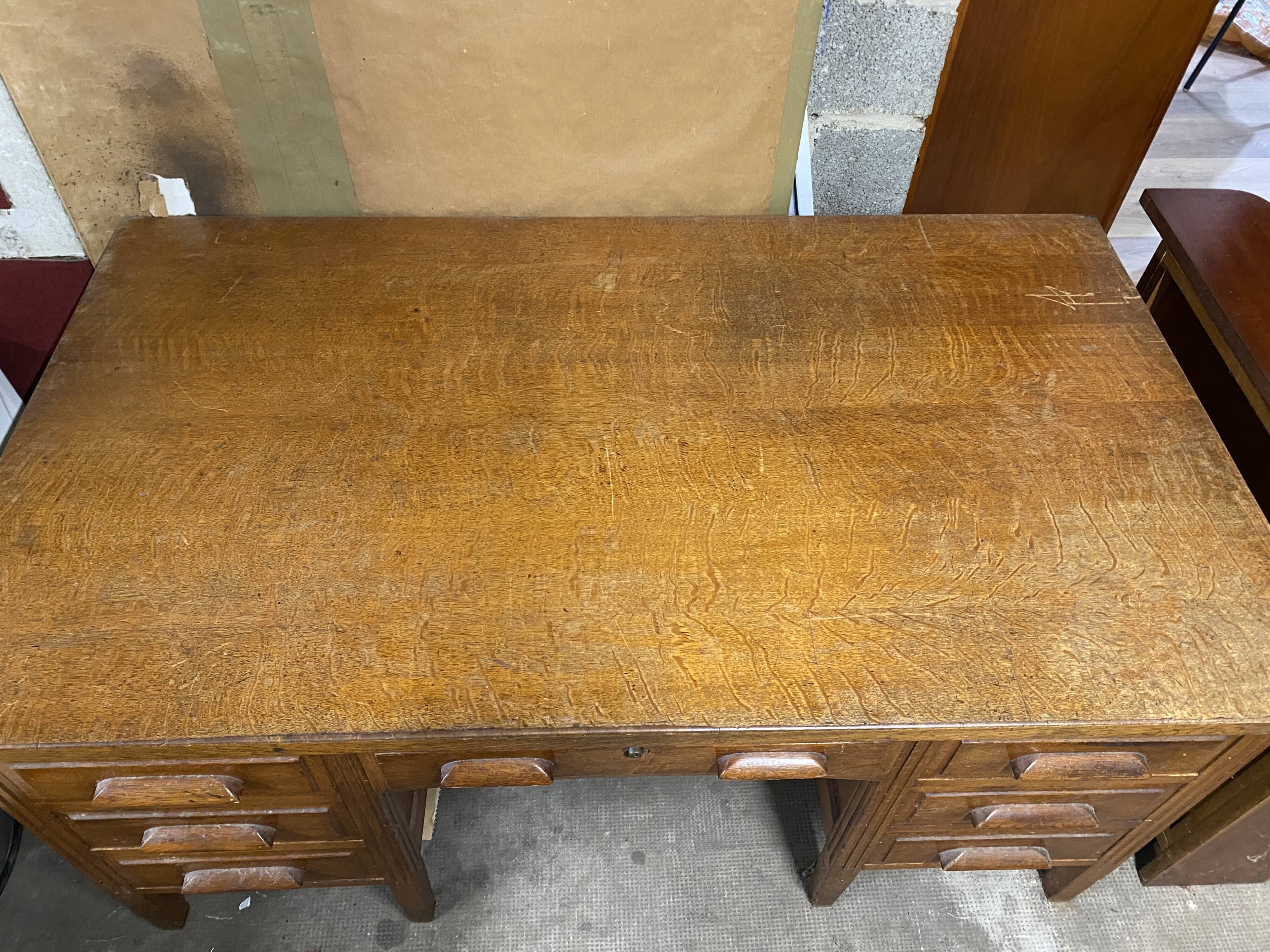 Teacher's desk from the 1950s on legs.