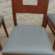 Set of 6 cherry wood style chairs with gray imitation leather seat