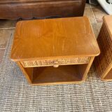 Pair of rattan bedside tables