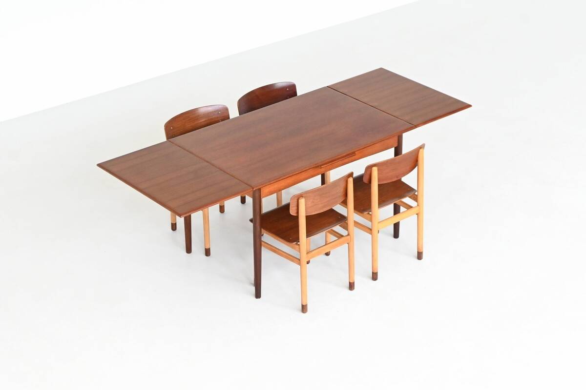 Table à manger extensible scandinave en teck, Danemark 1960