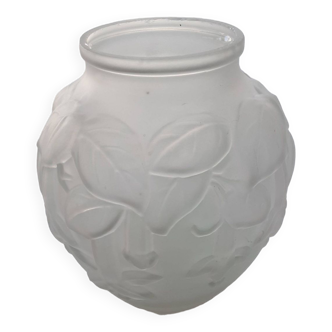 Ball vase with relief flower decoration, frosted glass