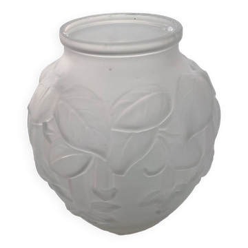Ball vase with relief flower decoration, frosted glass