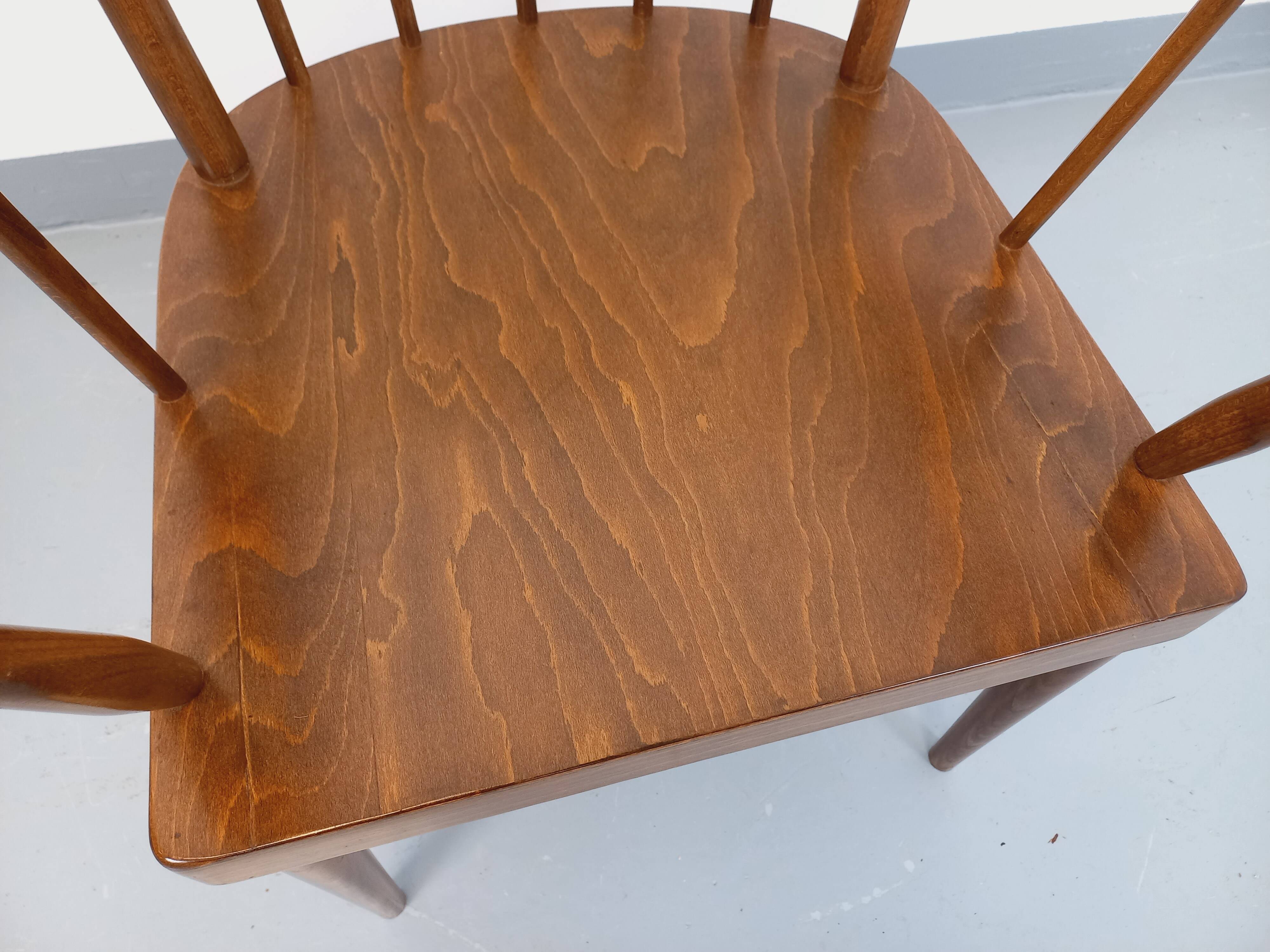 Vintage Baumann wooden armchair, Fan model, from the 60s