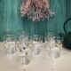 Six verres anciens fleurs et oiseaux