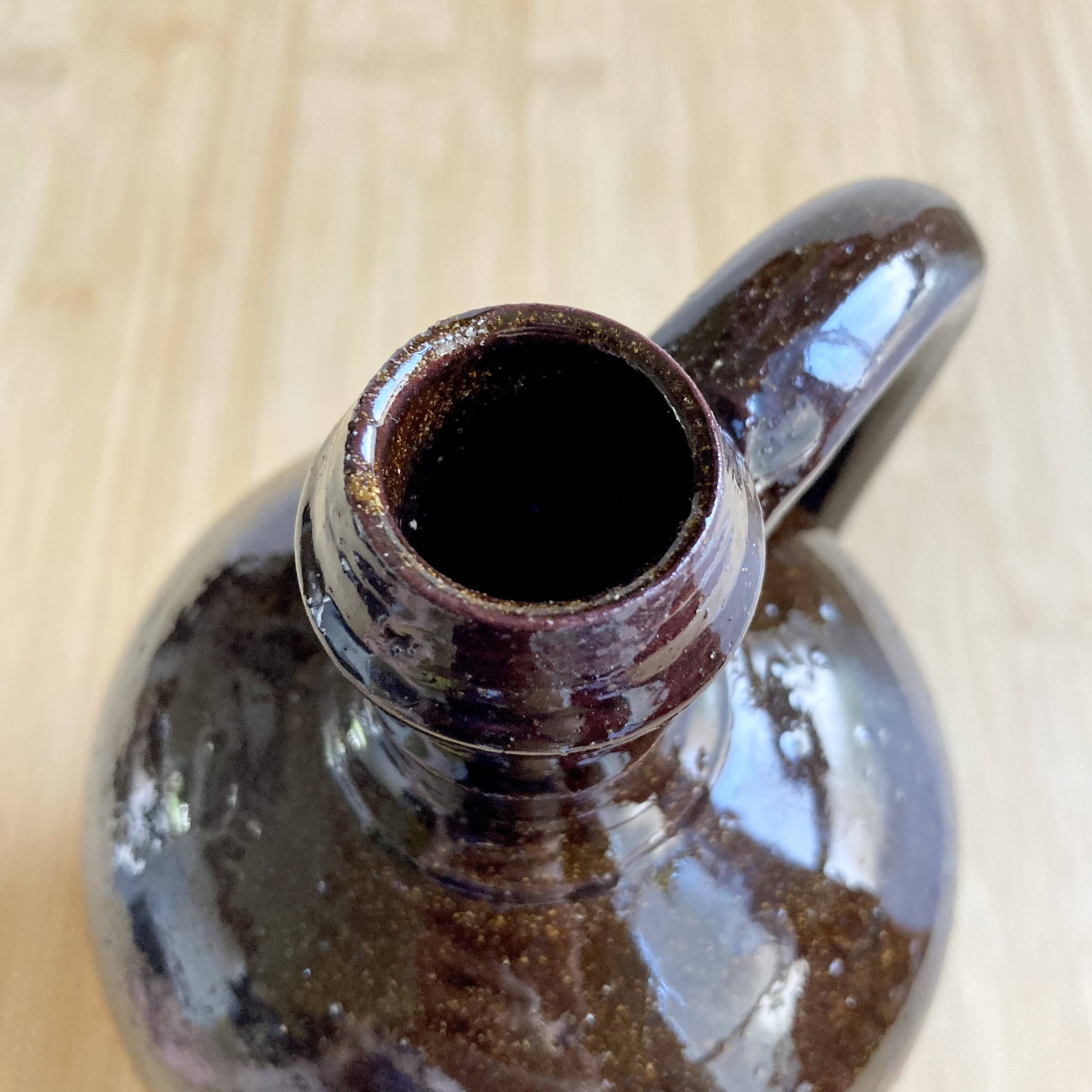 Vintage glazed terracotta pitcher / vase