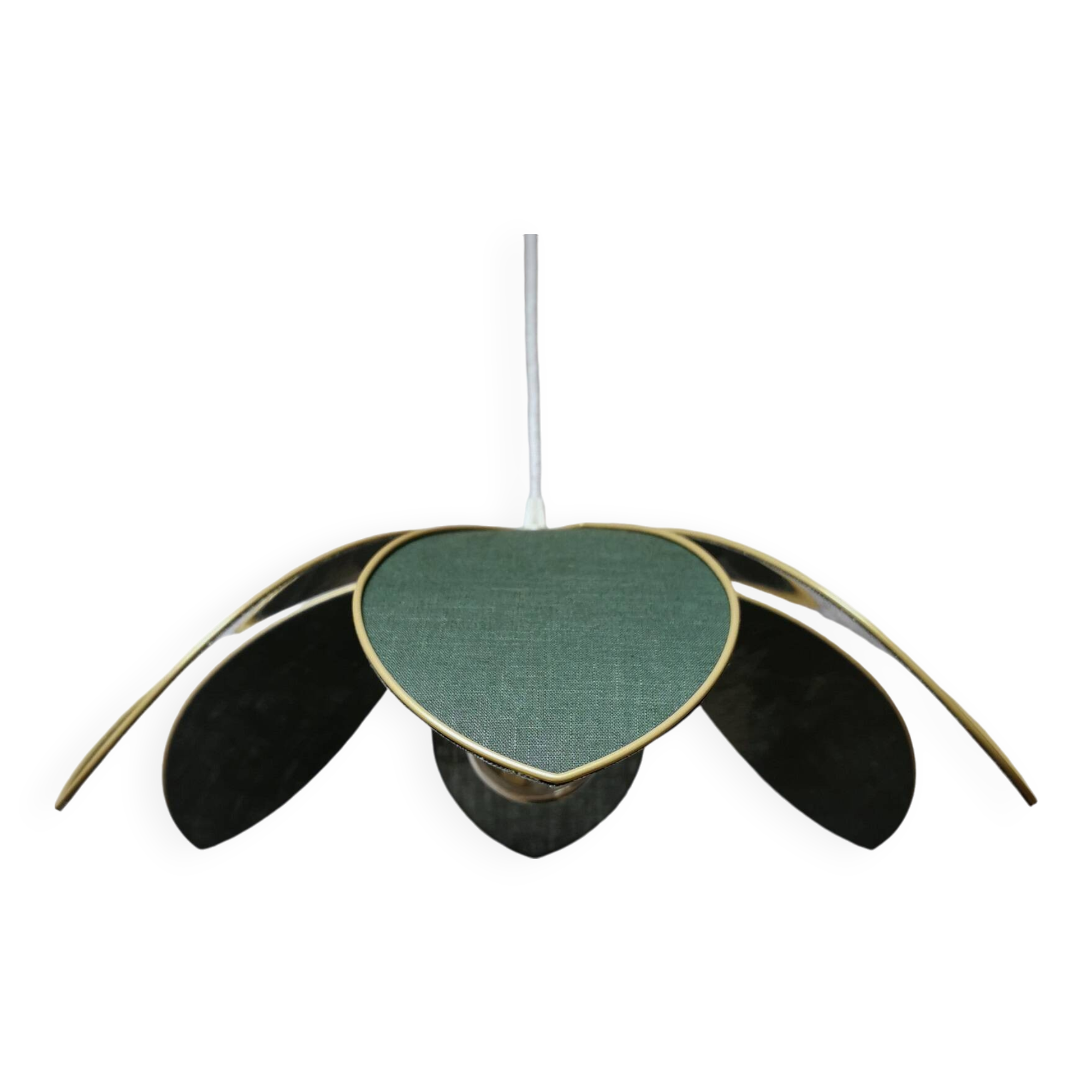 Flower suspension metal structure 6 petals in fir green linen