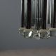 Vintage Italian chandelier, chrome-plated metal and glass design, original