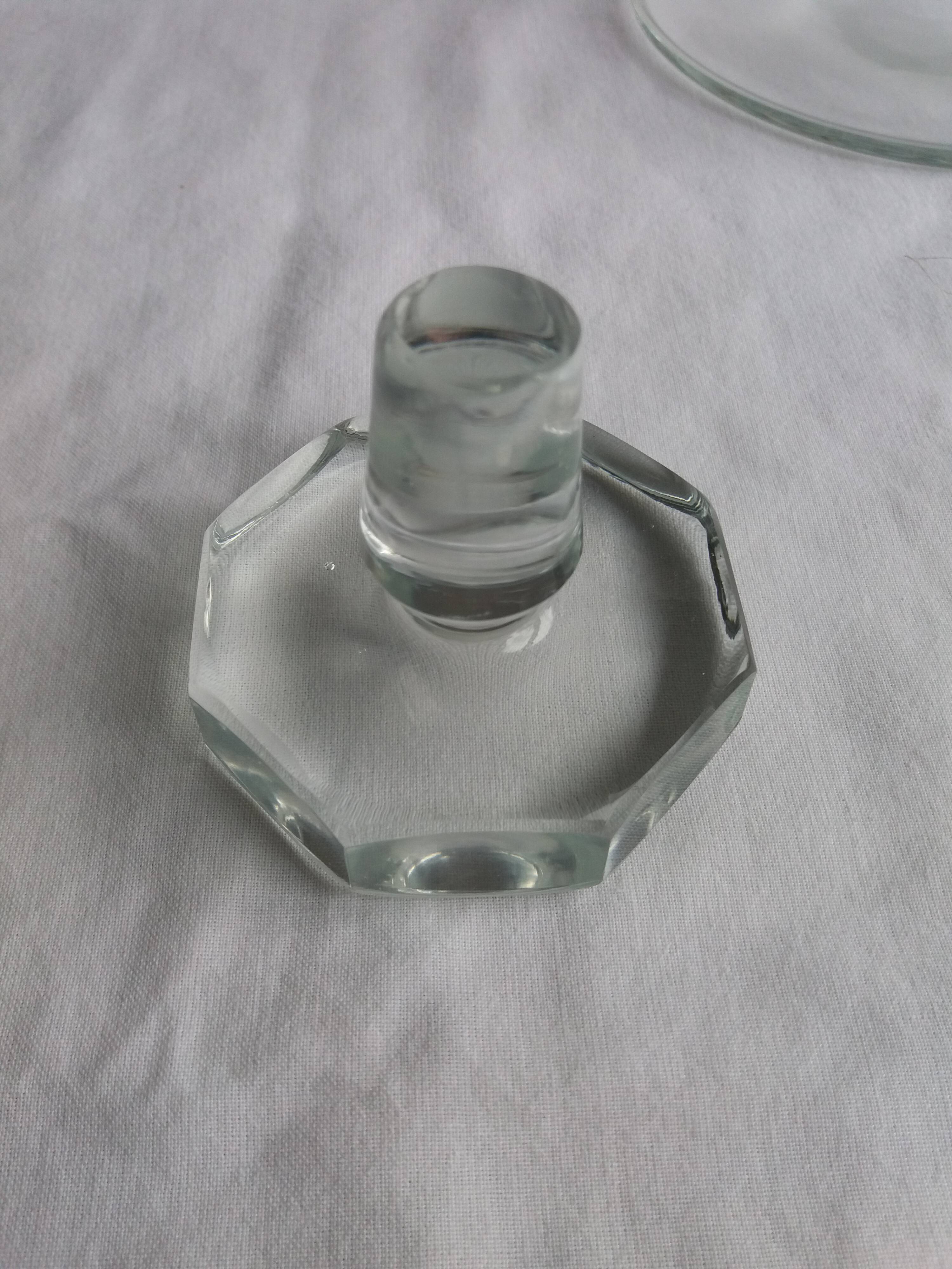Carved blown glass decanter