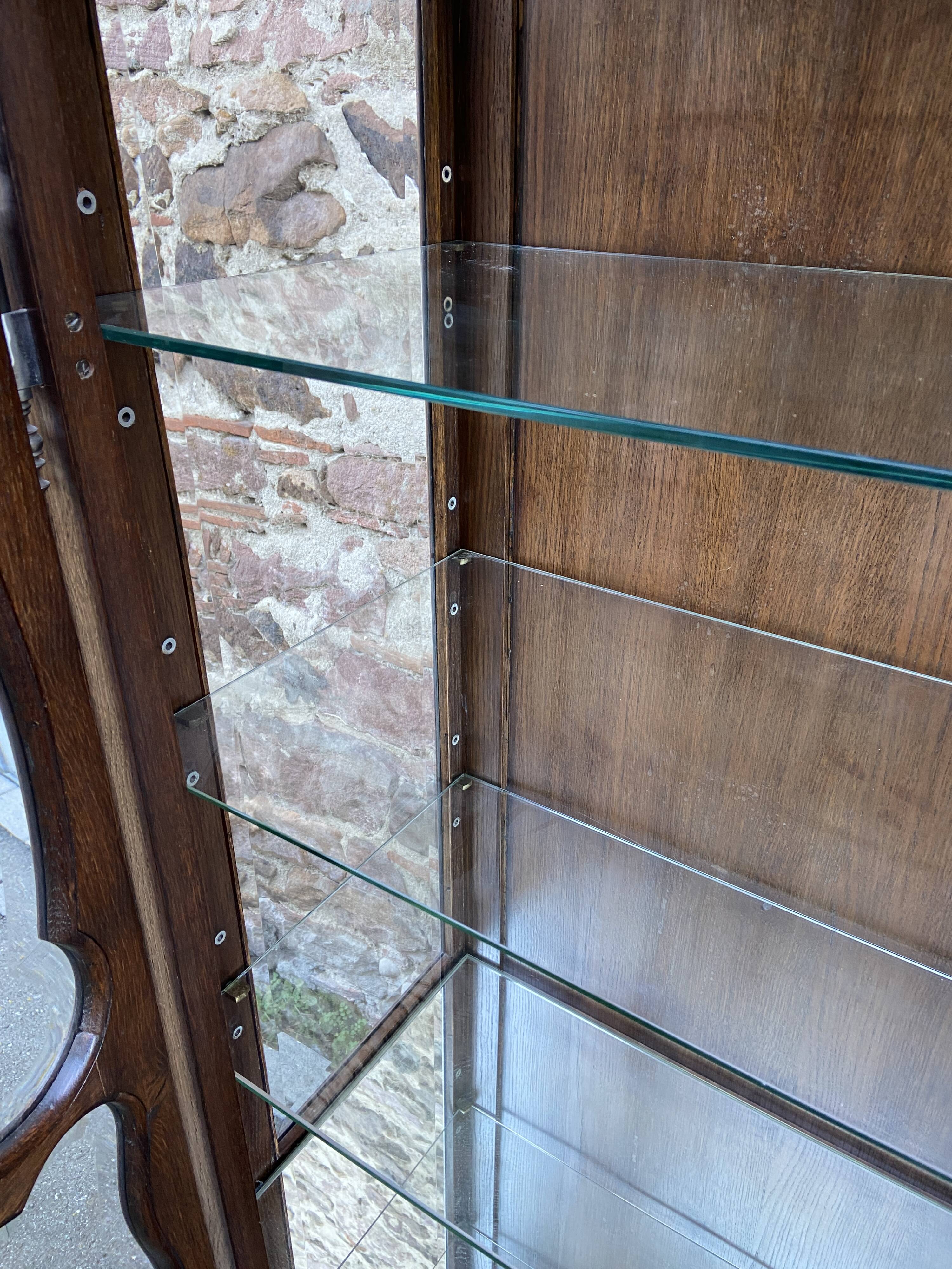 Display Cabinet Silver Cabinet Bookcase Provence Rocaille Louis XV Carved Oak 1960