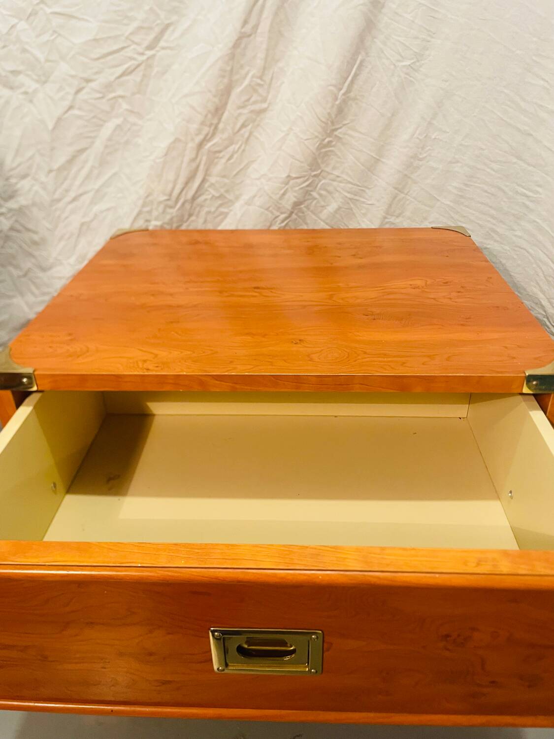 Gautier “Marine” bedside table in wood and brass, 1991