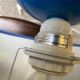 Pair of blue bedside lamps from the 60s by Les lampes d'Albret