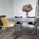 Large chrome and smoked glass table from the 70s
