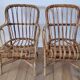 Pair of children's armchairs in rattan / bamboo honey color 60s