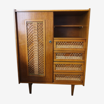 Armoire rotin vintage