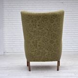 1960s, Danish armchair, original green furniture velour, ash wood