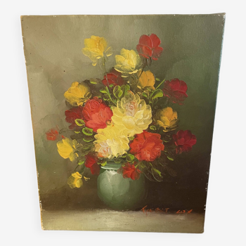 Tableau bouquet de pivoines