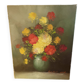 Tableau bouquet de pivoines