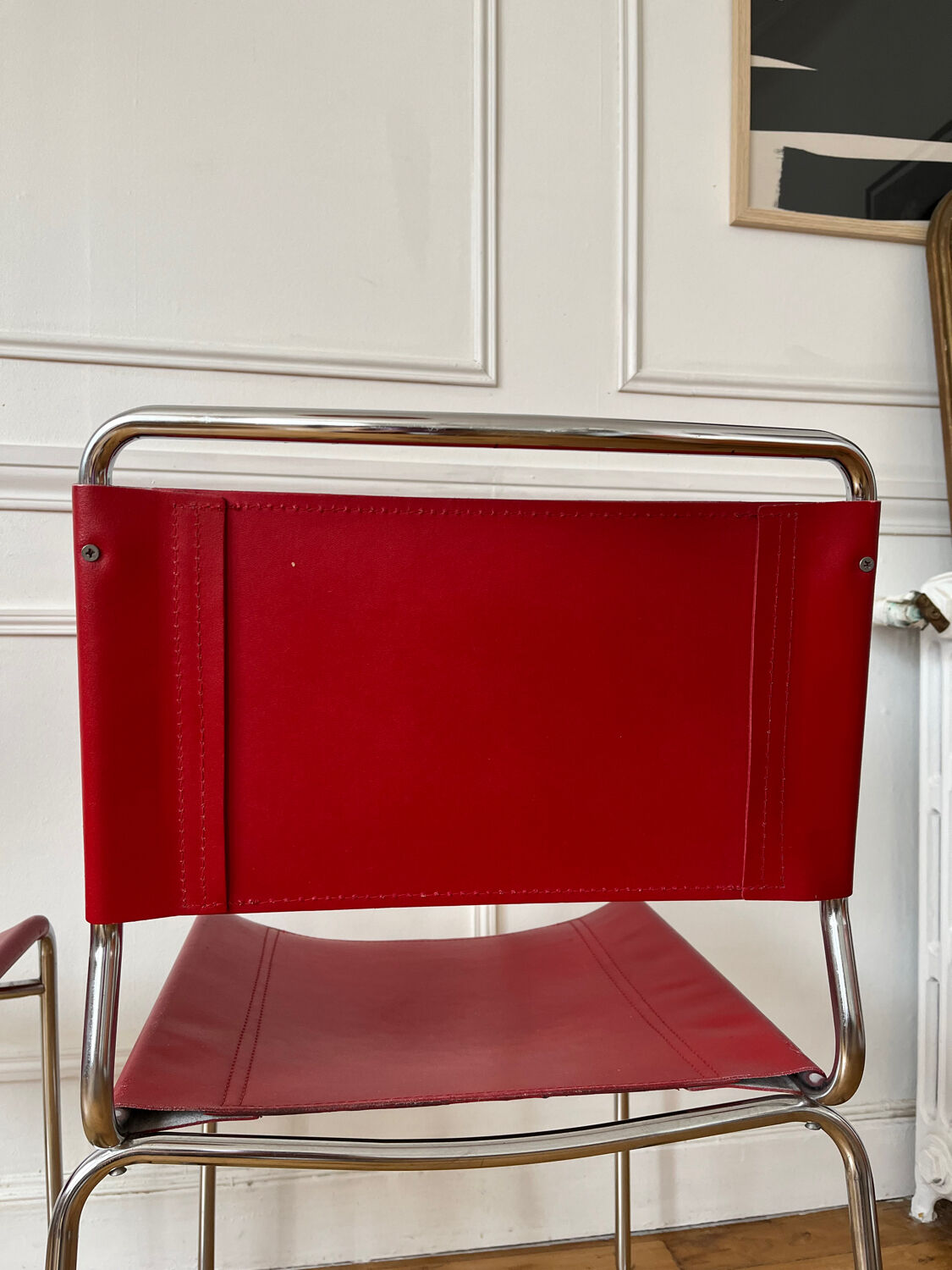 Paire de chaises vintage en métal et cuir