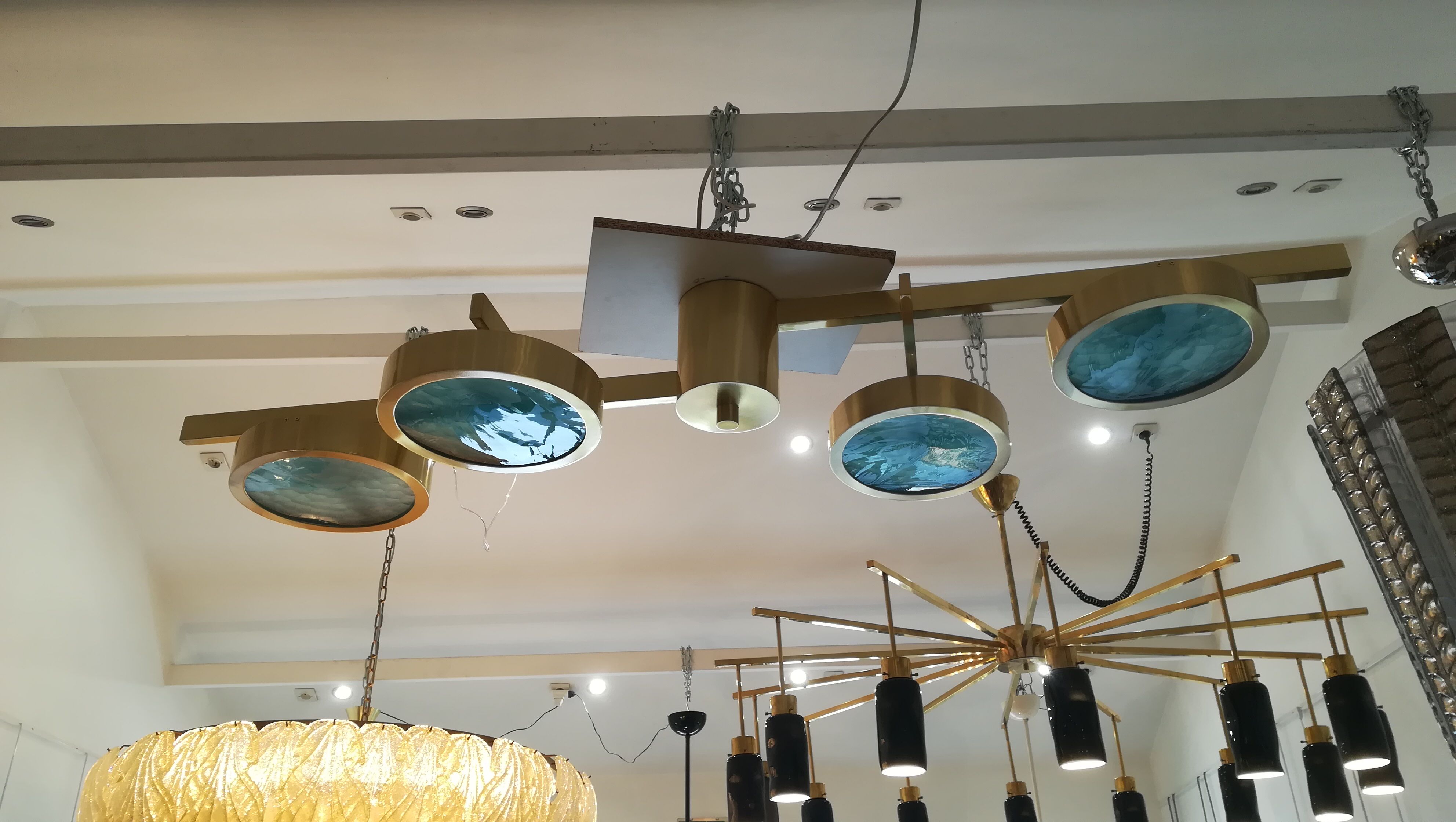 Brass and Murano glass chandelier