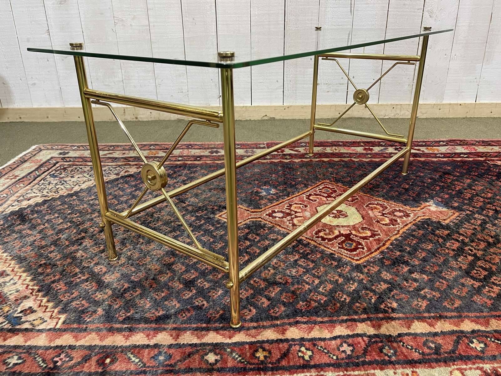 Glass and brass coffee table - 1970s