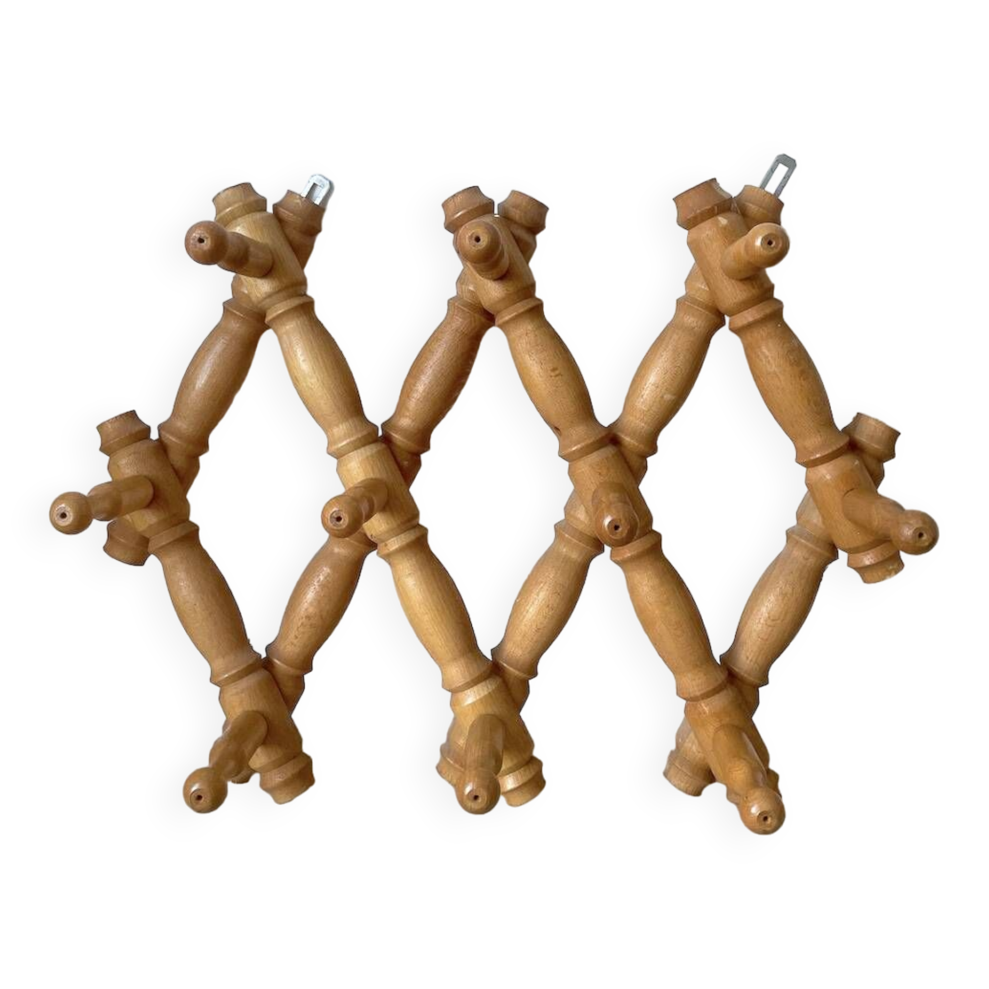 Wall accordion coat rack in light wood