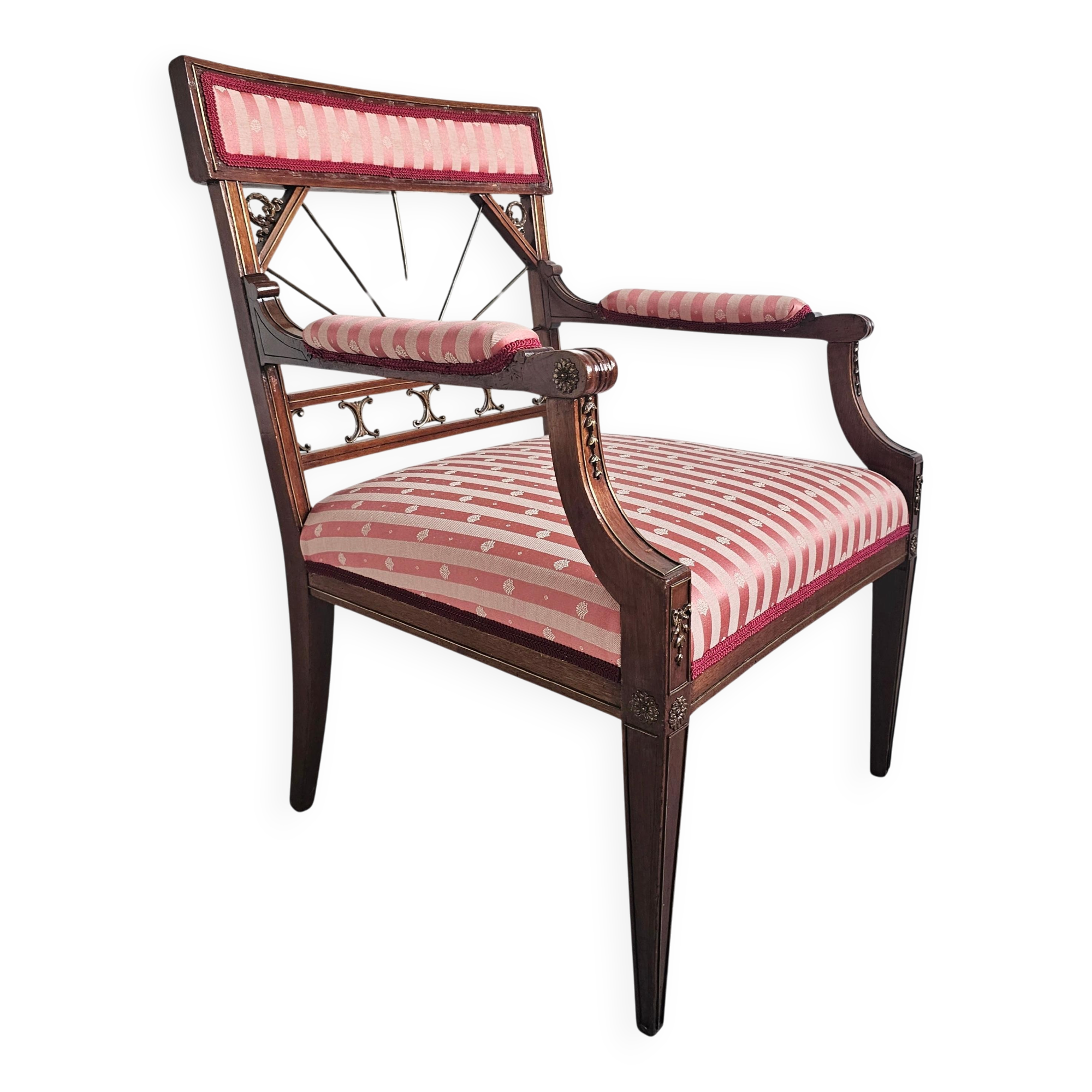 Fauteuil Empire Français en Acajou tapissé