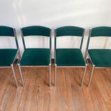 Lot of 4 green velvet chairs