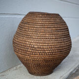 Old basket, straw and brabble, woven basket, interior decoration