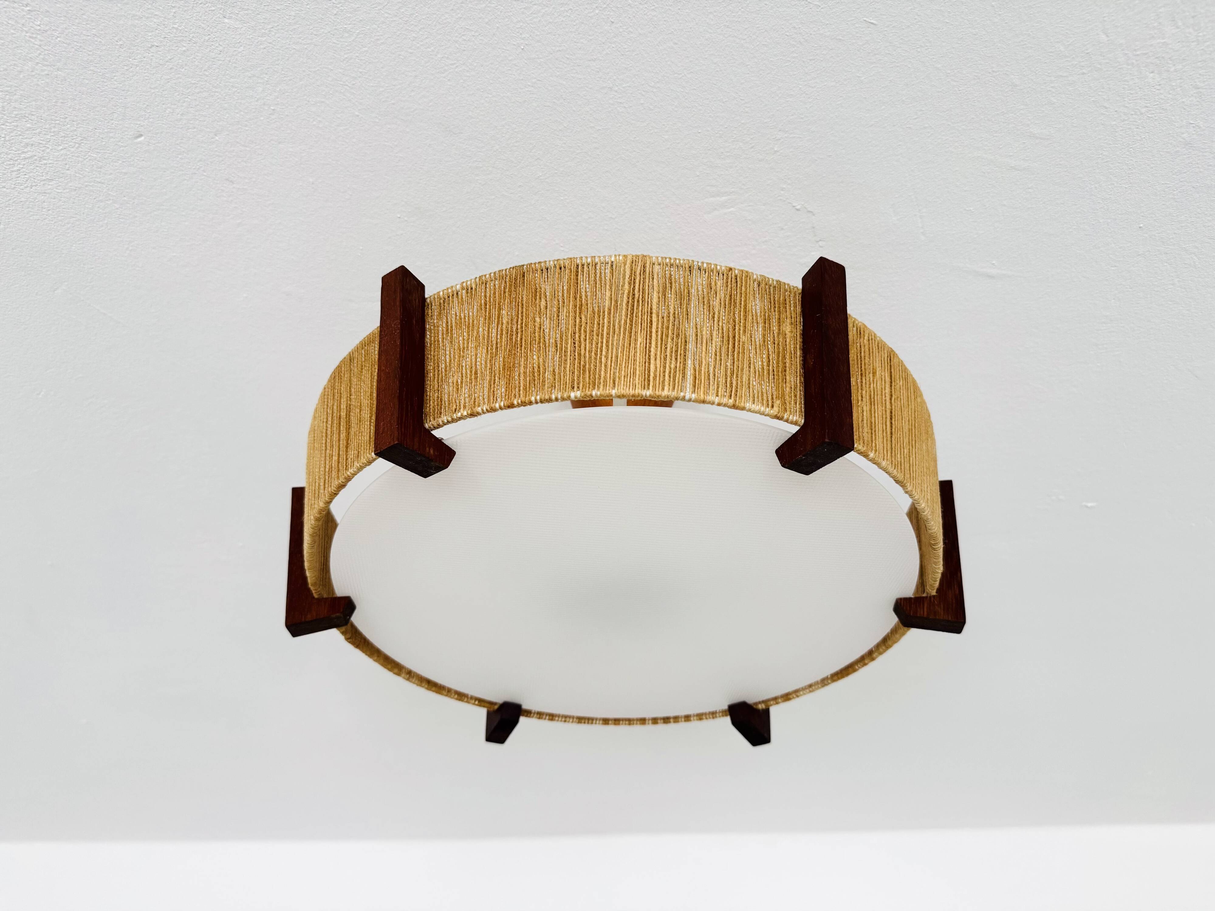 Japan Style Sisal and Teak Pendant Lamp by Temde